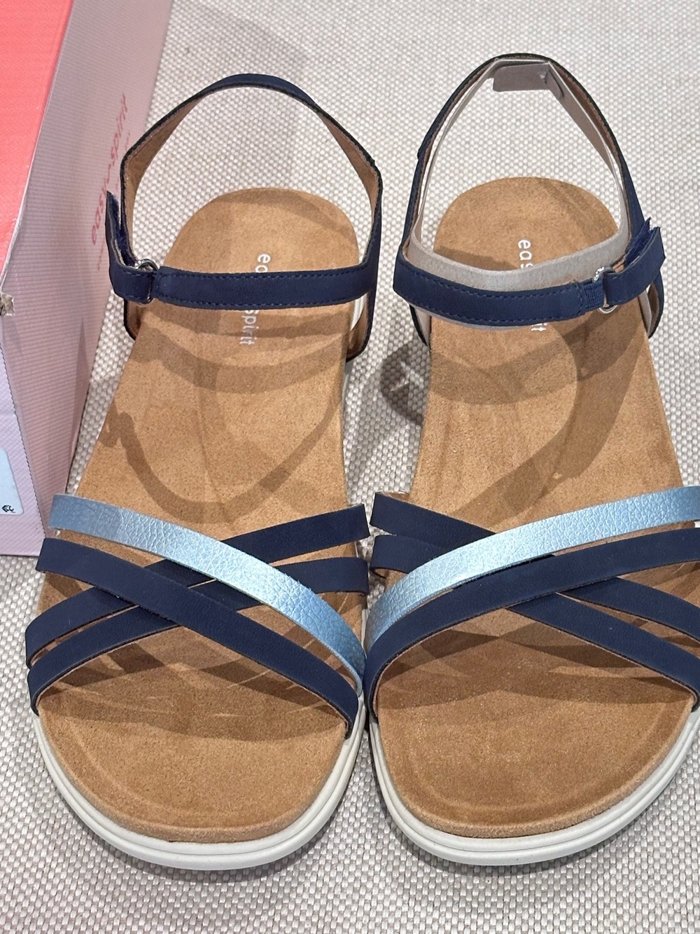 EASY SPIRIT size 9.5 Dark Blue Dottle Comfort Lightweight Velcro Sandals NEW - Picture 14 of 15
